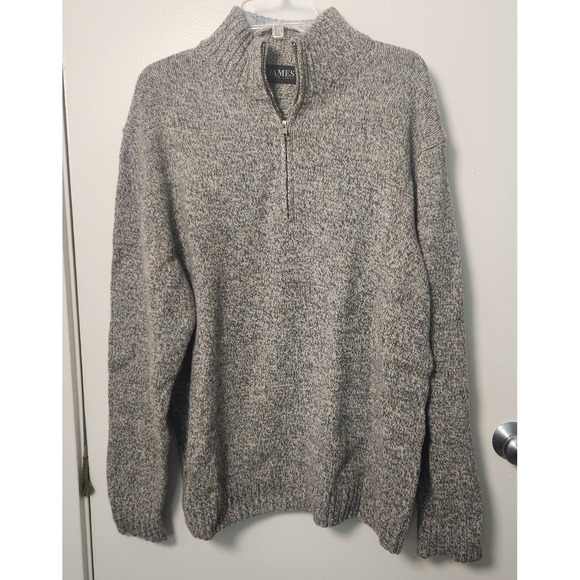 Peter James Other - Peter James Pure New Shetland Wool Gray Heather 1/4 Zip Mock Neck‎ Sweater XXL